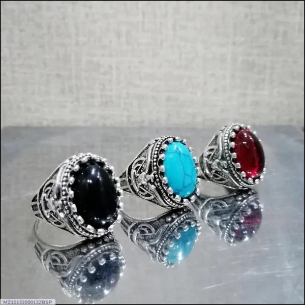 Turkish Design Fashion Stone Rings For Men - Pack Of 3